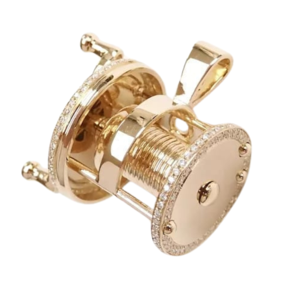 Moving Fishing Reel Pendant Nautical Diamond Pendant (2)
