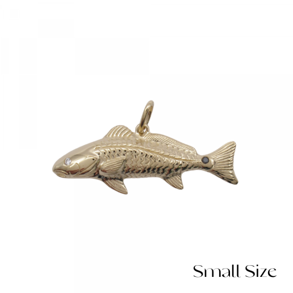 Small redfish pendant in 14k gold