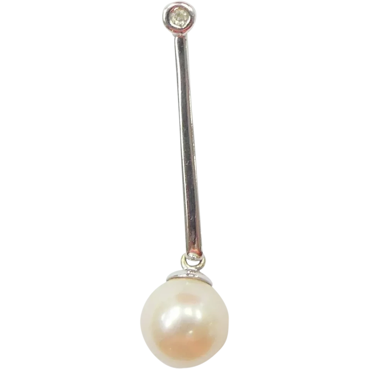 Pearl Drop Pendant 14K White Gold