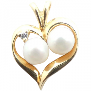 Pearl Heart Pendant 14k Yellow Gold