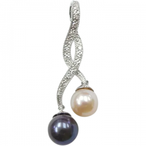 .07 ctw Diamond and Pearl Pendant 14K White Gold