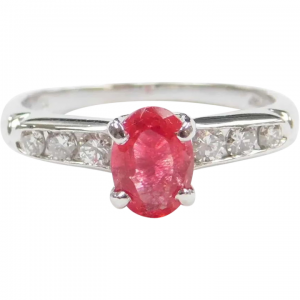 1.04ctw Pink Red Rubellite Tourmaline Diamond Ring
