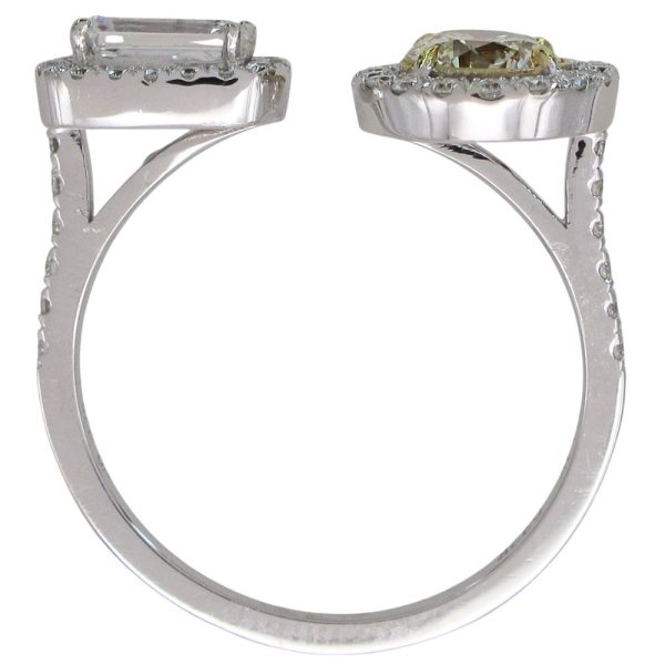 1.17ctw Two Stone Halo Toi Et Moi Ring 14k & 22k White Yellow Gold Profile
