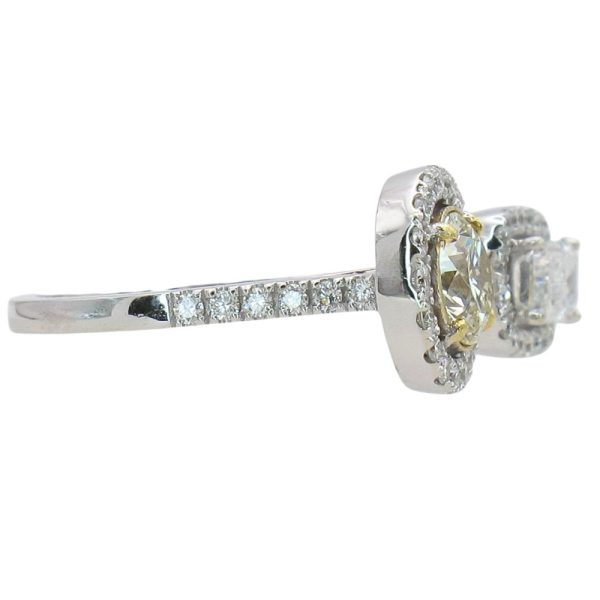 1.17ctw Two Stone Halo Toi Et Moi Ring 14k & 22k White Yellow Gold Side