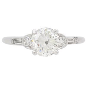 1.36ctw Diamond Art Deco Engagement Ring Platinum GIA front