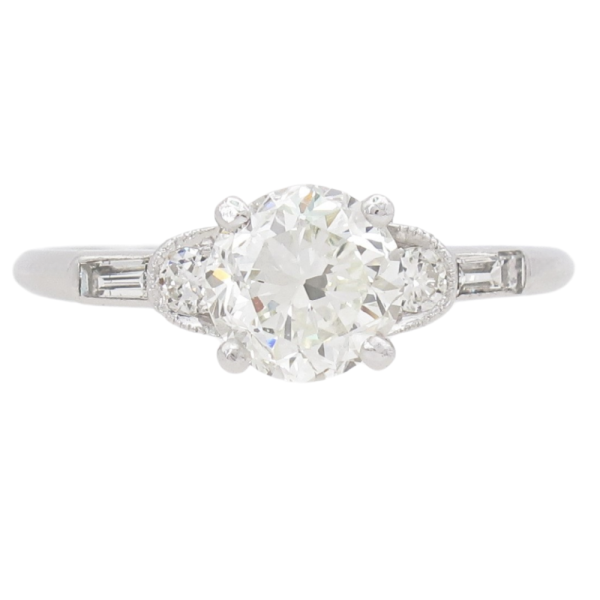 1.36ctw Diamond Art Deco Engagement Ring Platinum GIA front