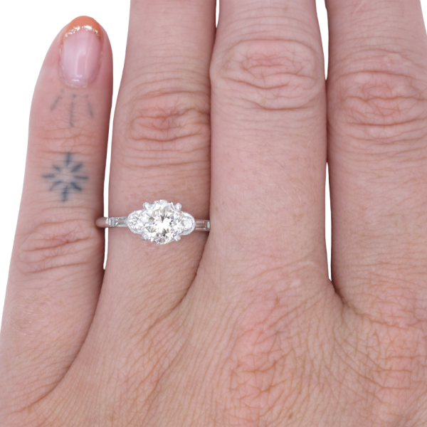 1.36ctw Diamond Art Deco Engagement Ring Platinum GIA worn