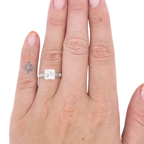 1.46ctw Round Diamond Art Deco Engagement Ring Platinum GIA profile (2)