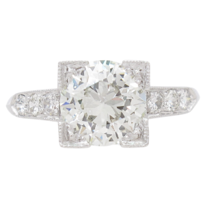 1.83 ctw Art Deco Engagement Ring GIA Certified Diamond