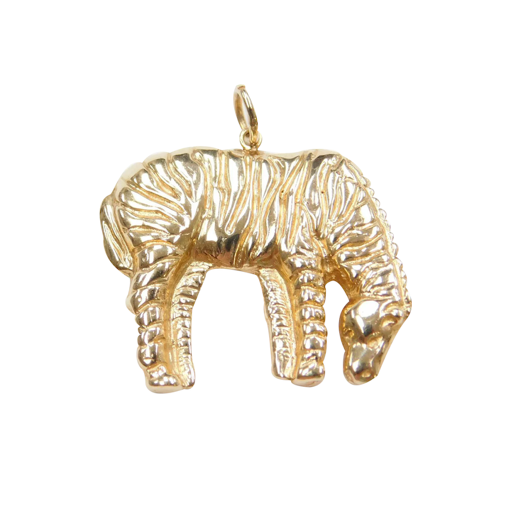 14k Gold Big Zebra Charm