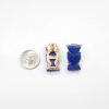 Gold carved lapis lazuli owl earrings