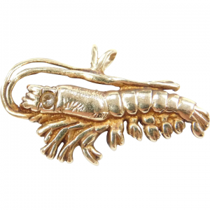 14k Gold Faux Diamond Shrimp Charm