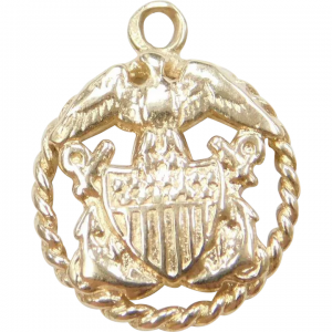 14k Vintage Gold Navy Charm