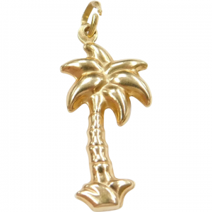 14k Gold Puff Palm Tree Charm