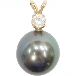 14k Gold South Seas Pearl and Diamond Pendant