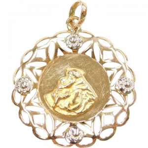 14k Gold Two-Tone Saint Christopher Religious Charm