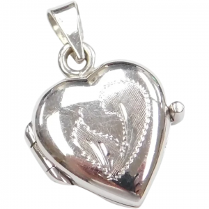 14k White Gold Heart Locket Pendant