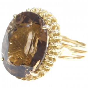15.20 Carat Smoky Quartz Ring Mid-Century Modern
