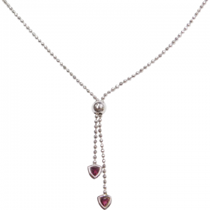 16 1/2" 14k White Gold Pink Tourmaline Lariat Necklace