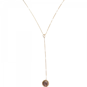 17 1/2" Silver Druzy Drop Necklace 14k & 18k Gold