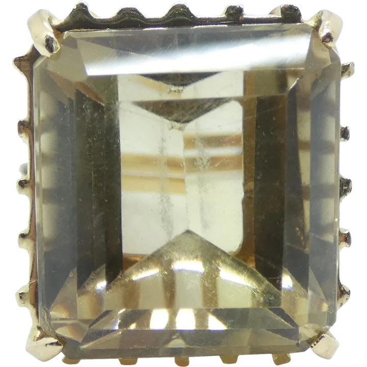 17.71 Carat Golden Citrine Cocktail Ring 18k Yellow Gold