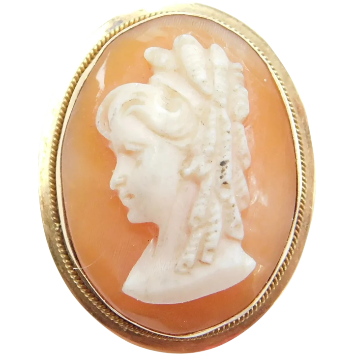 18k Gold Edwardian Cameo Pin Pendant