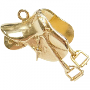 18k Gold Horse Riding Saddle Charm Three Dimensional and Moving