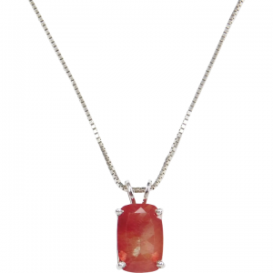 18" 14k White Gold 2.75 ctw Strawberry Quartz Solitaire Necklace