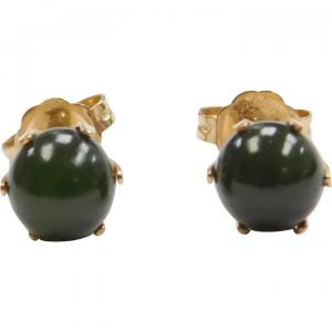 1950's 14k Gold Jade Stud Earrings