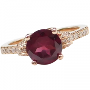 2.26 ctw Round Garnet & Diamond Solitaire Ring 14k Gold