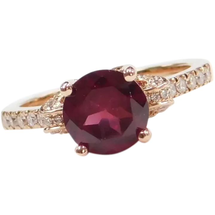 2.26 ctw Round Garnet & Diamond Solitaire Ring 14k Gold