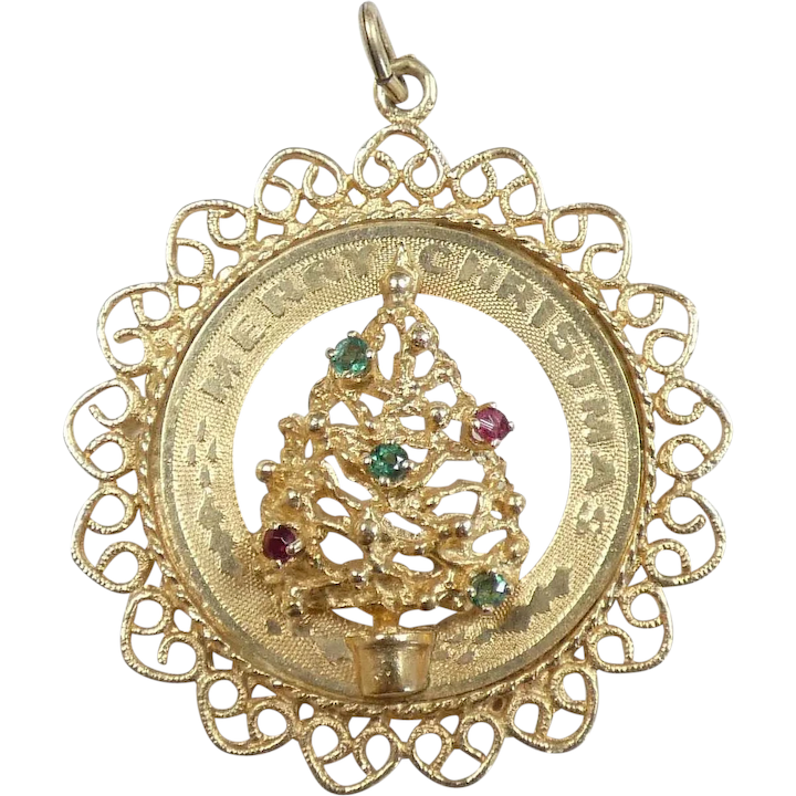 .23ctw Green and Red Tourmaline Christmas Tree Charm