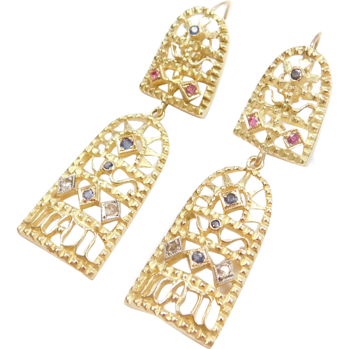 .35 ctw Gemstone Geometric Dangle Earrings