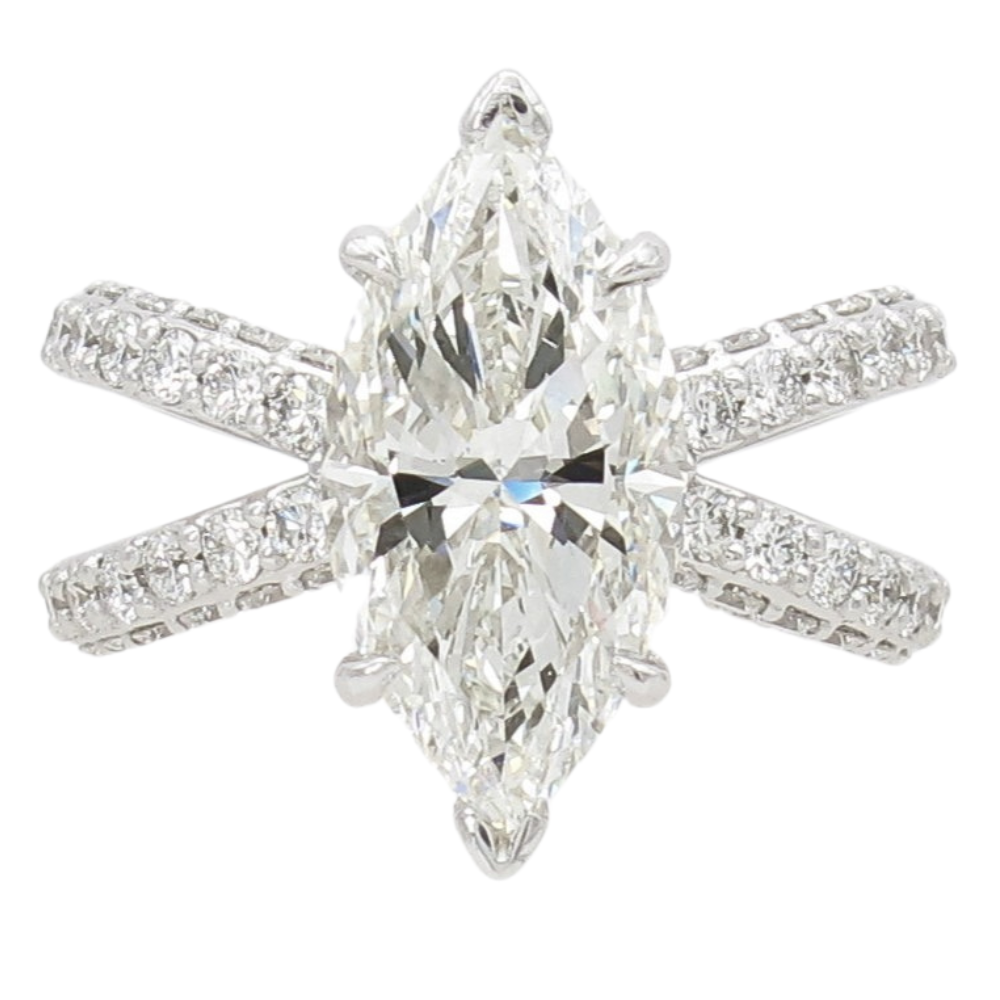 4.52ct Diamond Marquise Engagement Ring 14K GIA