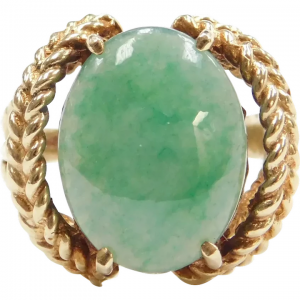 5.80 Carat Jade Ring 14k Gold