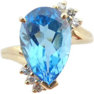 5.81 ctw Blue Topaz & Diamond Ring 14k Yellow Gold