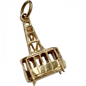 Aerial Tramway Vintage Charm 14K Gold Three-Dimensional