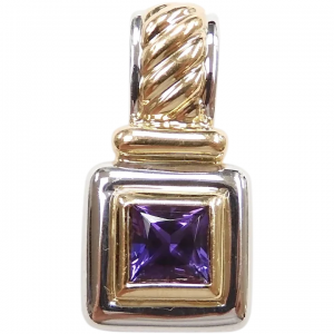 Amethyst .65 Carat Pendant 14k Two-Tone