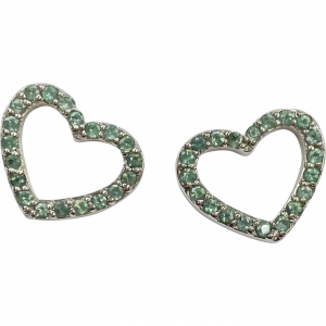 Apatite Open Heart Stud Earrings .80 Carat tw 14K White Gold