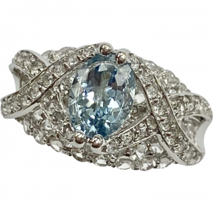 Aquamarine Ring Cathedral Bridge Mount