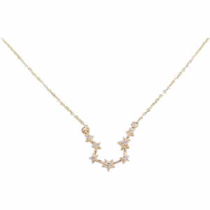 Aquarius Constellation Necklace .08 ctw Diamond 14k Yellow Gold Astrology Zodiac