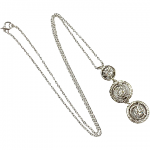 Art Deco Three Diamond Pendant 14K