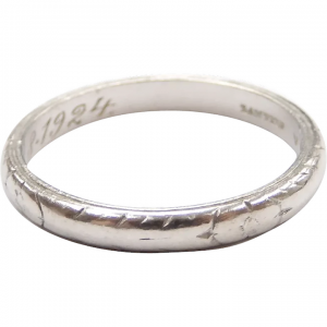 Art Deco Etched Wedding Band Ring Platinum