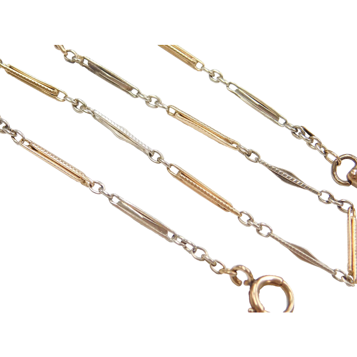 Art Deco Choker Necklace | Watch Chain 14K Two-Tone