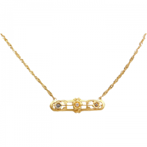 Art Nouveau Diamond Floral Bar Pin Necklace