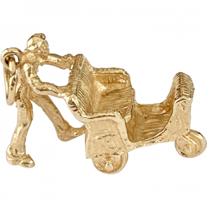 Atlantic City Boardwalk Rolling Chair Vintage Charm 14K Gold Three-Dimensional