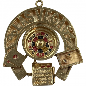 BIG Las Vegas Vintage Charm Pendant 14K Gold and Enamel
