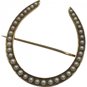 BIG Victorian Lucky Horseshoe Brooch 14K
