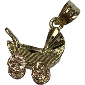 Vintage Baby Carriage Charm Pendant 14K