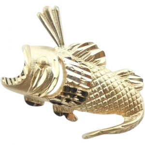 Bass Fish Pendant 14k Yellow Gold